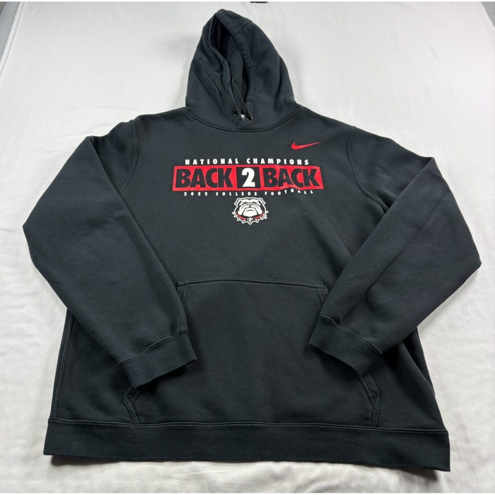 Georgia Bulldogs Nike Hoodie Mens Large Black National Champions Pullover NCAA
